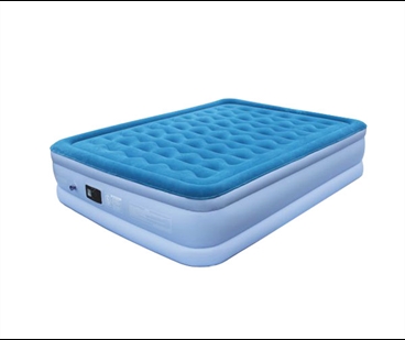 Oval beam Queen size high raised flocked air bed w built-in pillow