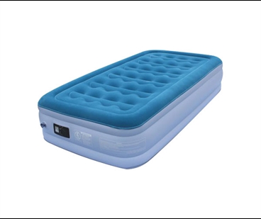 Oval beam Twin size flocked high raised air bed